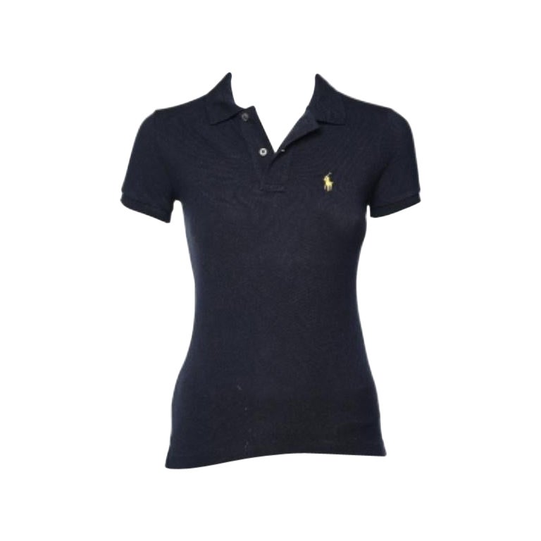 Polo skinny Ralph Lauren bleu marine en coton piqué XS en vente