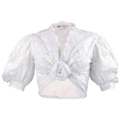 Vintage 1980s Lanvin White Lace Bolero Jacket