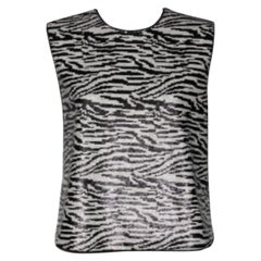 Self Portrait Monochrome Zebra Pattern Sequin Embellished Sleeveless Top M