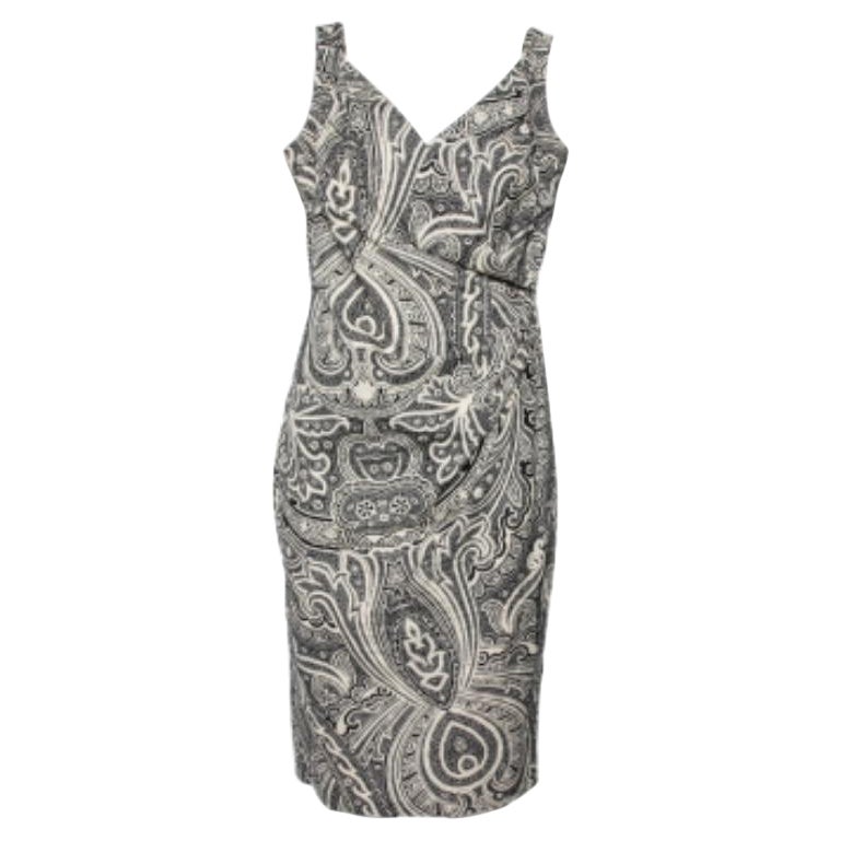 Max Mara Vestito monocromatico in cotone stampato con dettagli drappeggiati M. in vendita