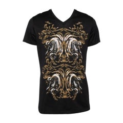 Roberto Cavalli Noir T-shirt oversize à manches courtes en coton imprimé M. M.