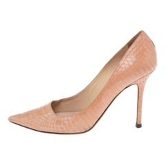Jimmy Choo escarpins Agnes à bout pointu en cuir python beige, taille 39,5