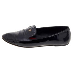 CH Carolina Herrera Black Patent Leather Smoking Loafers Size 37