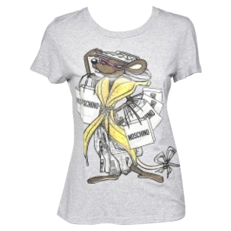 T-shirt Moschino gris Shopaholic imprimé souris L en vente