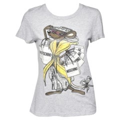 Moschino Grey Shopaholic Mouse Printed Cotton T-Shirt L