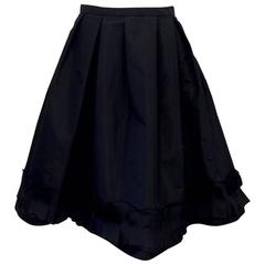 Oscar de la Renta Silk Blend Taffeta Full Skirt With Folded and Pleated Hem