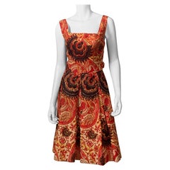 1950's Calypso of Bermuda and Montego Bay Cotton Print Dress with Sparkles