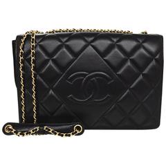 Chanel Black Quilted Lambskin Leather Diamond CC Medium Flap Bag rt. $4, 000