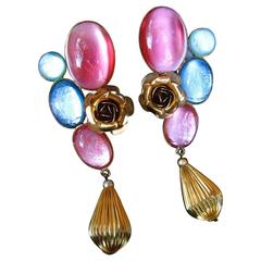 French Poured Glass Pastel Cabochon Artisan Earrings by Zoe Coste 5