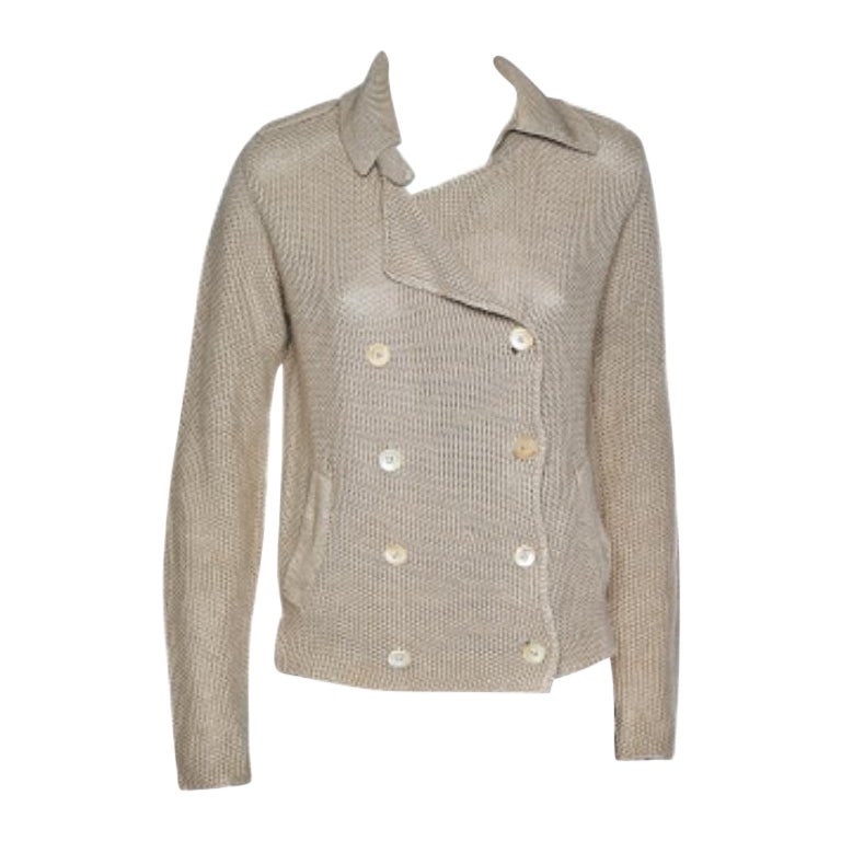 S'Max Mara Blazer de punto de lino crema con doble botonadura M