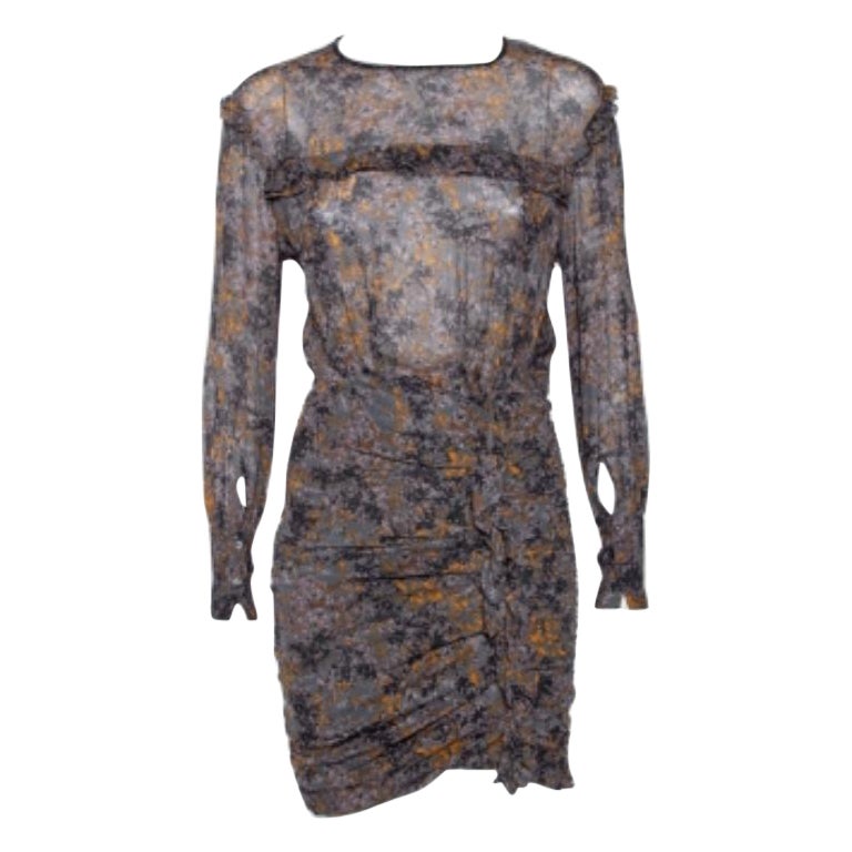 Isabel Marant Etoile Mehrfarbig bedrucktes gerafftes Kleid XS