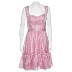 Oscar de la Renta Pink Silk Sleeveless Flared Mini Dress M