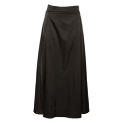 Emporio Armani - Jupe longue à poches en satin gris foncé M