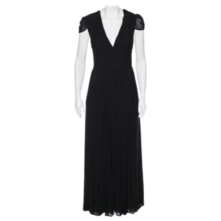 Class by Roberto Cavalli Robe longue froncée en jersey noir M.