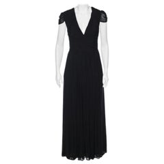 Class by Roberto Cavalli Black Jersey Ruched Maxi Dress M