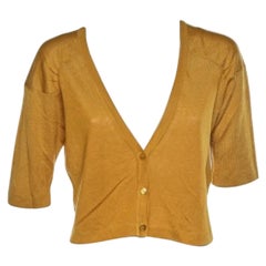 Weekend Max Mara Mustard Yellow Silk & Linen Cropped Cardigan L