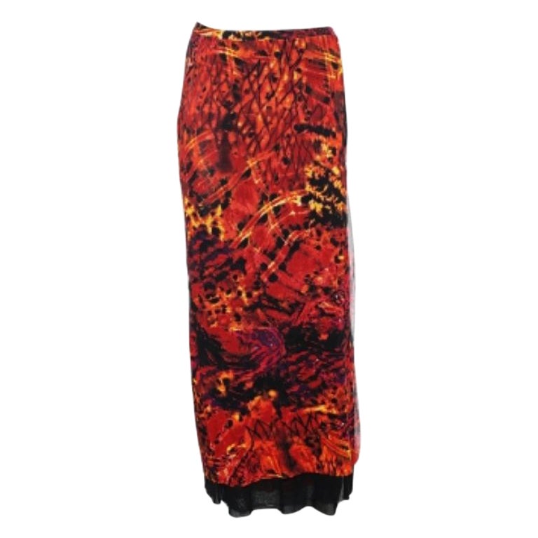 Kenzo Jeans Orange Printed Jersey Skirt L