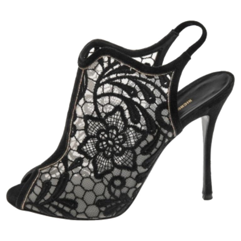 Nicholas Kirkwood Sandali in pizzo e camoscio nero misura 37,5