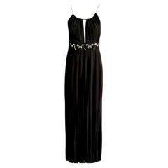 UNWORN Emilio Pucci Black Embelllished Silk Pleated Evening Maxi Dress Gown 40