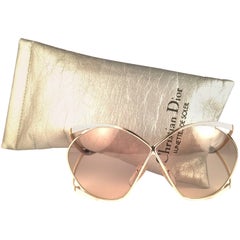 New Vintage Christian Dior 2056 70 Butterfly Gold White & Beige Sunglasses 
