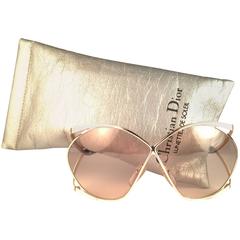 New Vintage Christian Dior 2056 70 Butterfly Gold White & Beige Sunglasses 2