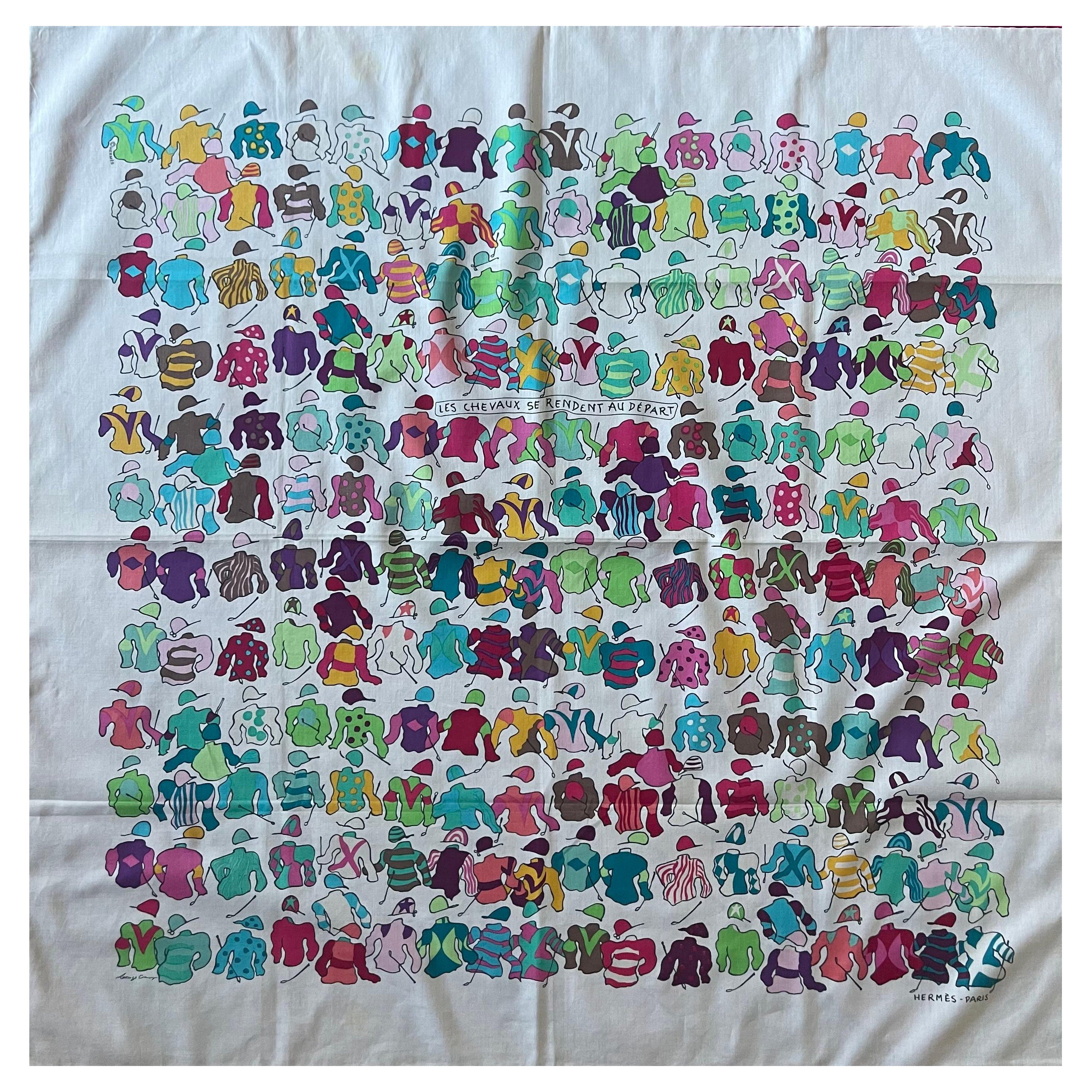 Foulard Hermès "Les Chevaux Se Rendent Au Départ"  2001