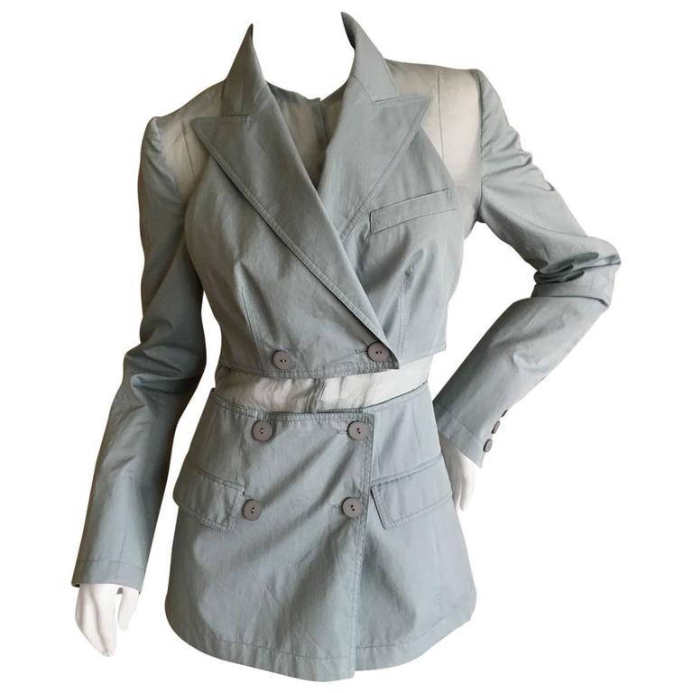 Jean Paul Gaultier Femme Vintage Sheer Inserts Light Blue Blazer For ...