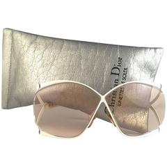 New Vintage Christian Dior 2056 70 Butterfly White & Beige Sunglasses 