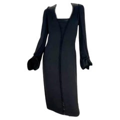 2001 Yves Saint Laurent by Tom Ford Black Silk Fringe-Trimmed Dress New w/ Tags