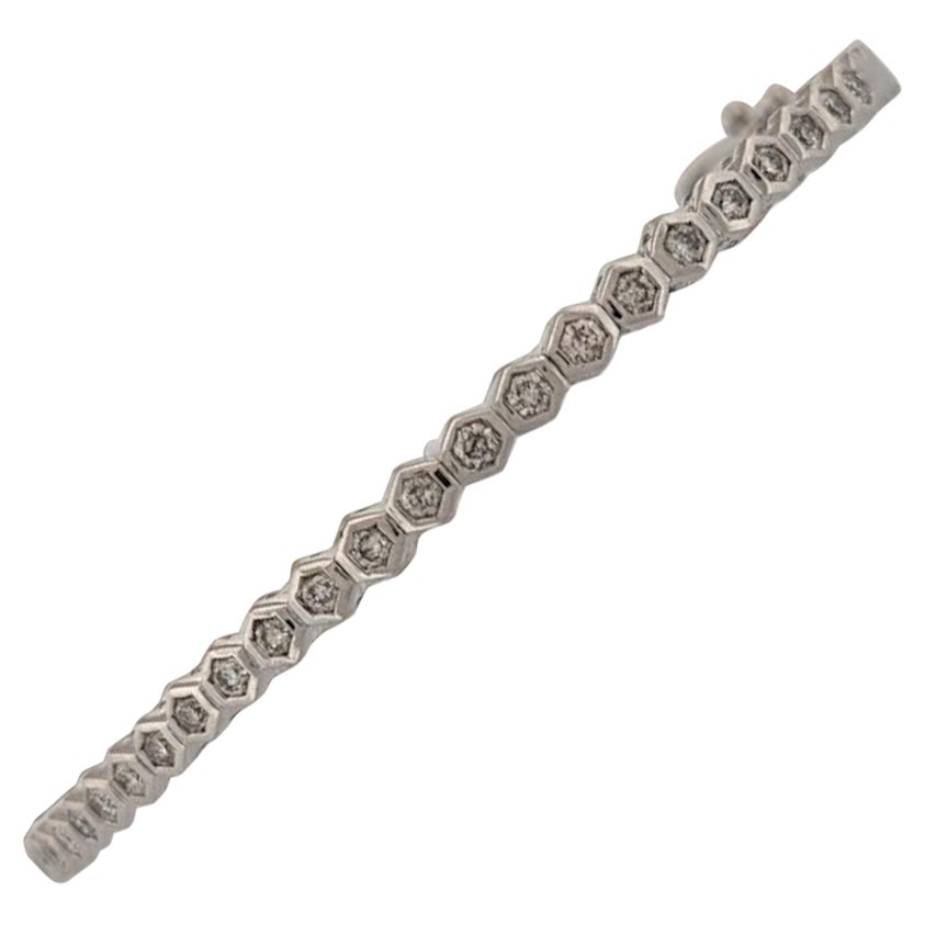 Bracciale Leonora con diamanti - Bracciale tennis esagonale in oro bianco 14K
