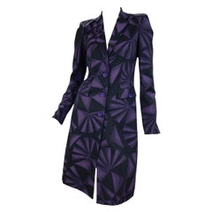 Versus by Versace Vintage Geometric Print Jacquard Coat