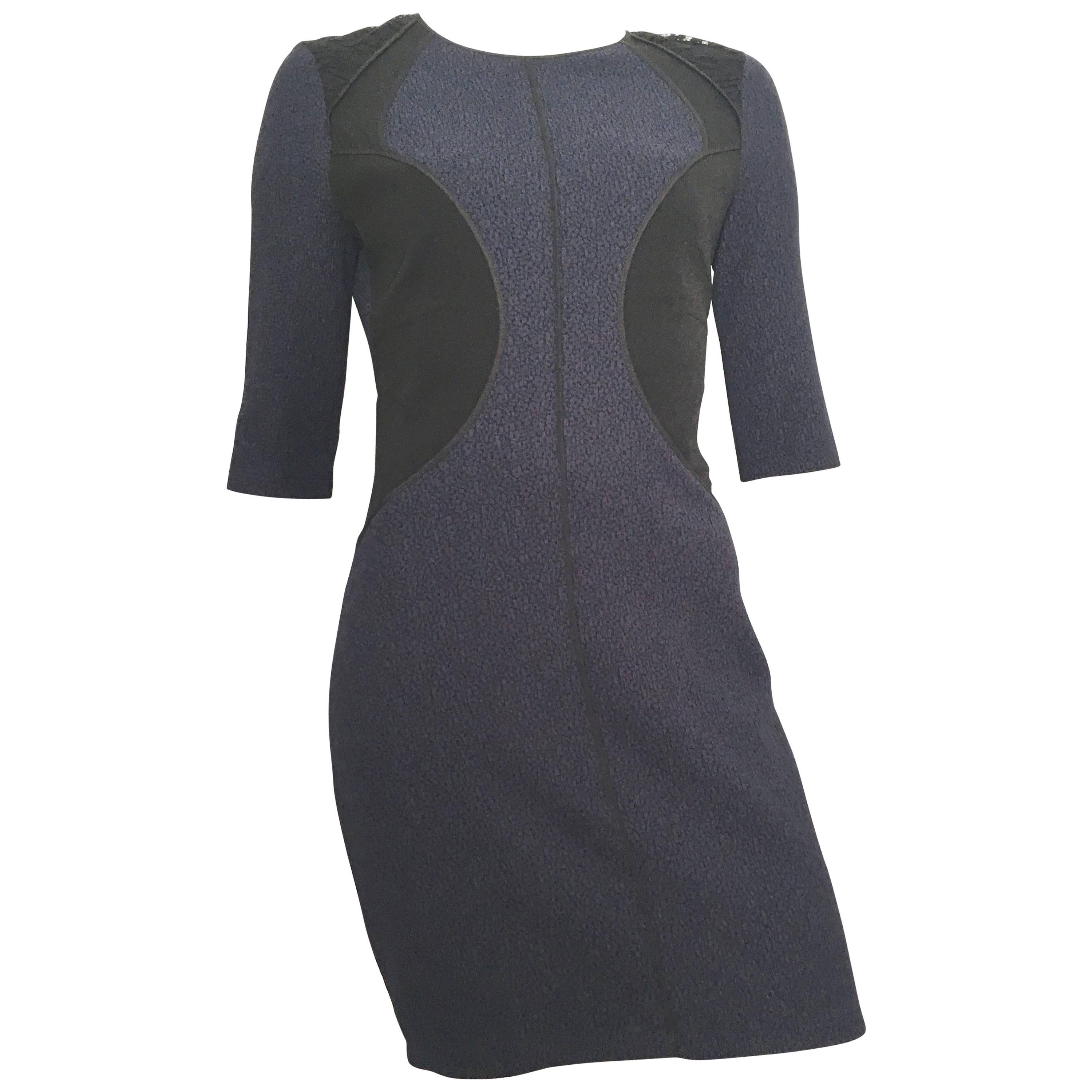 Nina Ricci Silk Navy and Black Dress Size 8. For Sale