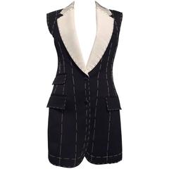 Alexander McQueen Black, Tailored, Deconstructed Wool Vest 1