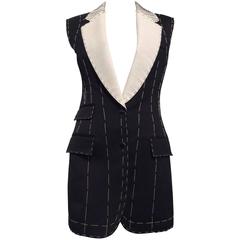 Alexander McQueen Black, Tailored, Deconstructed Wool Vest