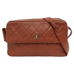 Chanel Camera Crossbody Bag Large Tan Brown Caviar Leather Gold Hardware 1994-19