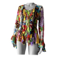 GIANNI VERSACE Vintage S/S 1993 Miami Collection Blouse Top w/ Medusa Buttons