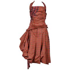 Vintage Comme des Garcons Red Tartan Halter Dress 2005