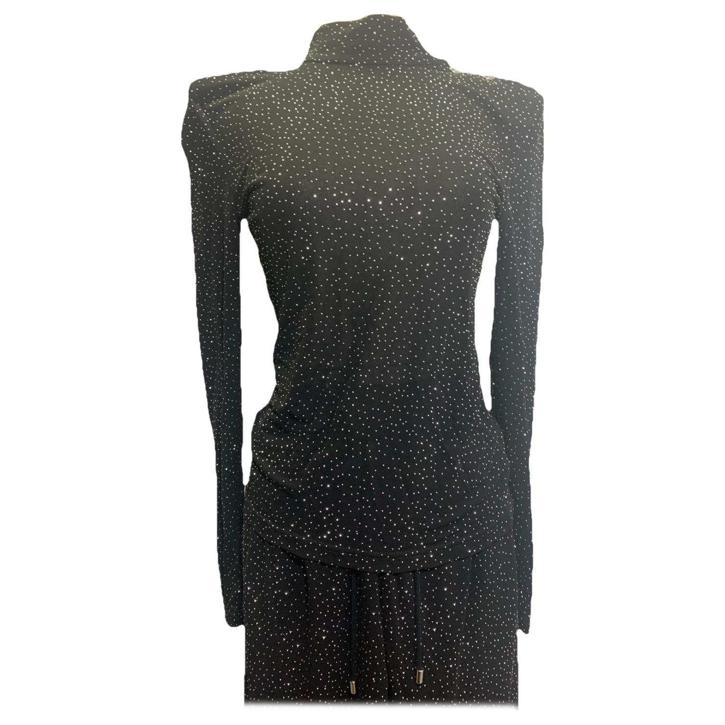 Conjunto de dos piezas Balmain Paris negro con tachuelas de cristal - Talla FR 38 / US 4-6