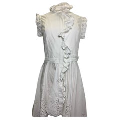 Alexander McQueen SS2020 White Eyelet Ruffle Dress – Size IT 40 (US 4/6)