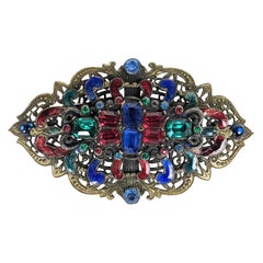 Antique Early Czech Multi Paste Brooch