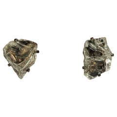 Jagged Rock Crystal Ear Clips