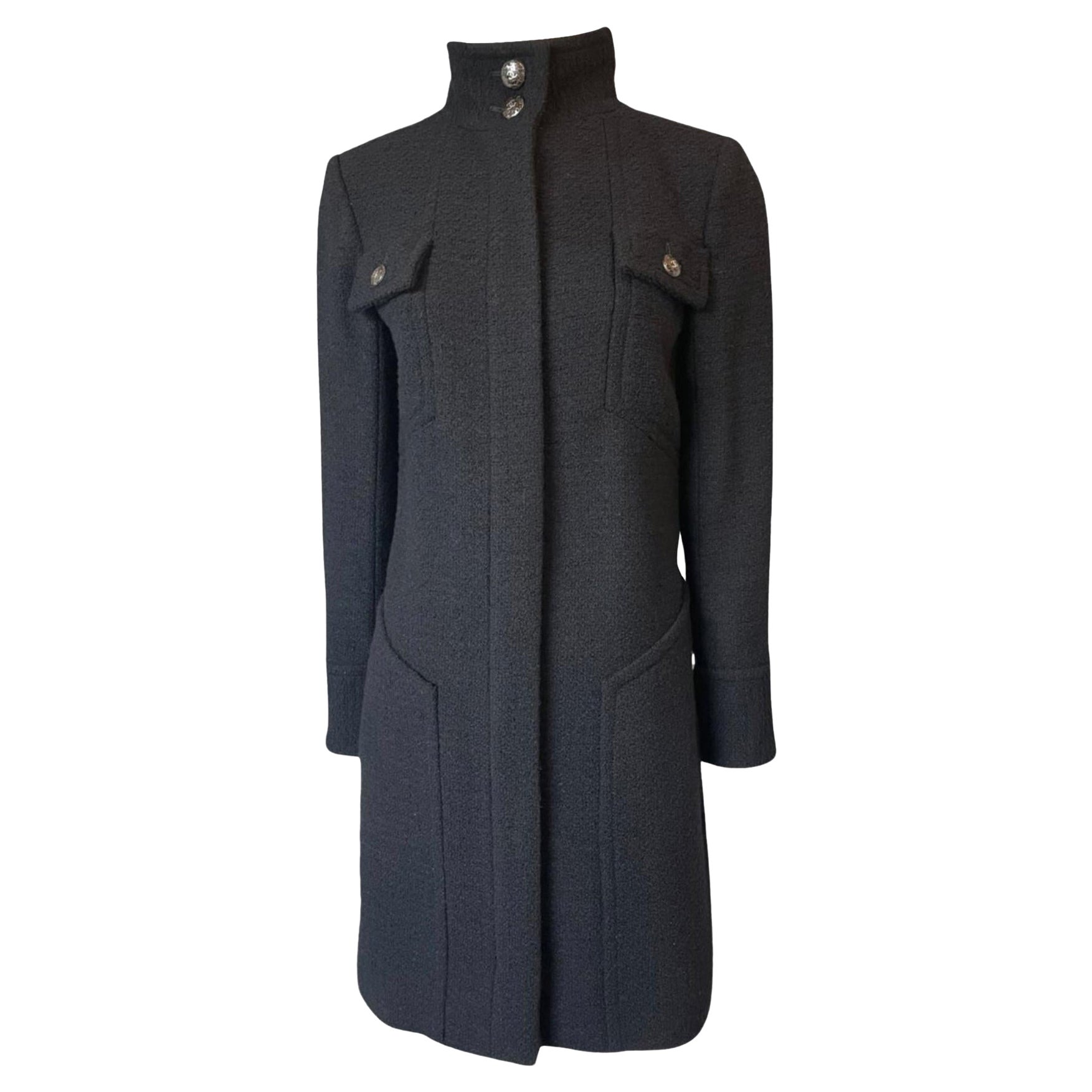 Chanel 9K$ Supermarket Collection Cappotto in tweed nero 44 FR