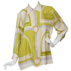 A 1980s Céline Printed Silk Blouse 8