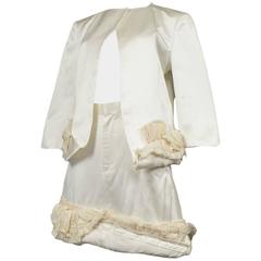 Comme des Garcons Off White Satin Skirt Ensemble 2000