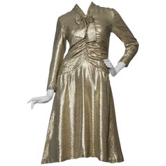 Vintage A 1970s Hanae Mori Gold Lamé Dress