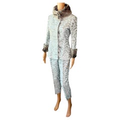 Dolce & Gabbana S/S 2003 Chaqueta y pantalón de piel sin usar Conjunto de 2 piezas Traje de pantalón