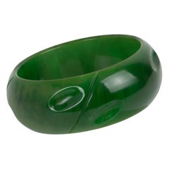 Geschnitzter Spinat Swirl Bakelit Armband Armreif