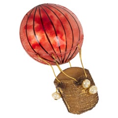 Cilea Paris Resin Brooch Red and Brown Air Balloon