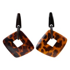 Monies Tortoise Resin Carved Clip Earrings