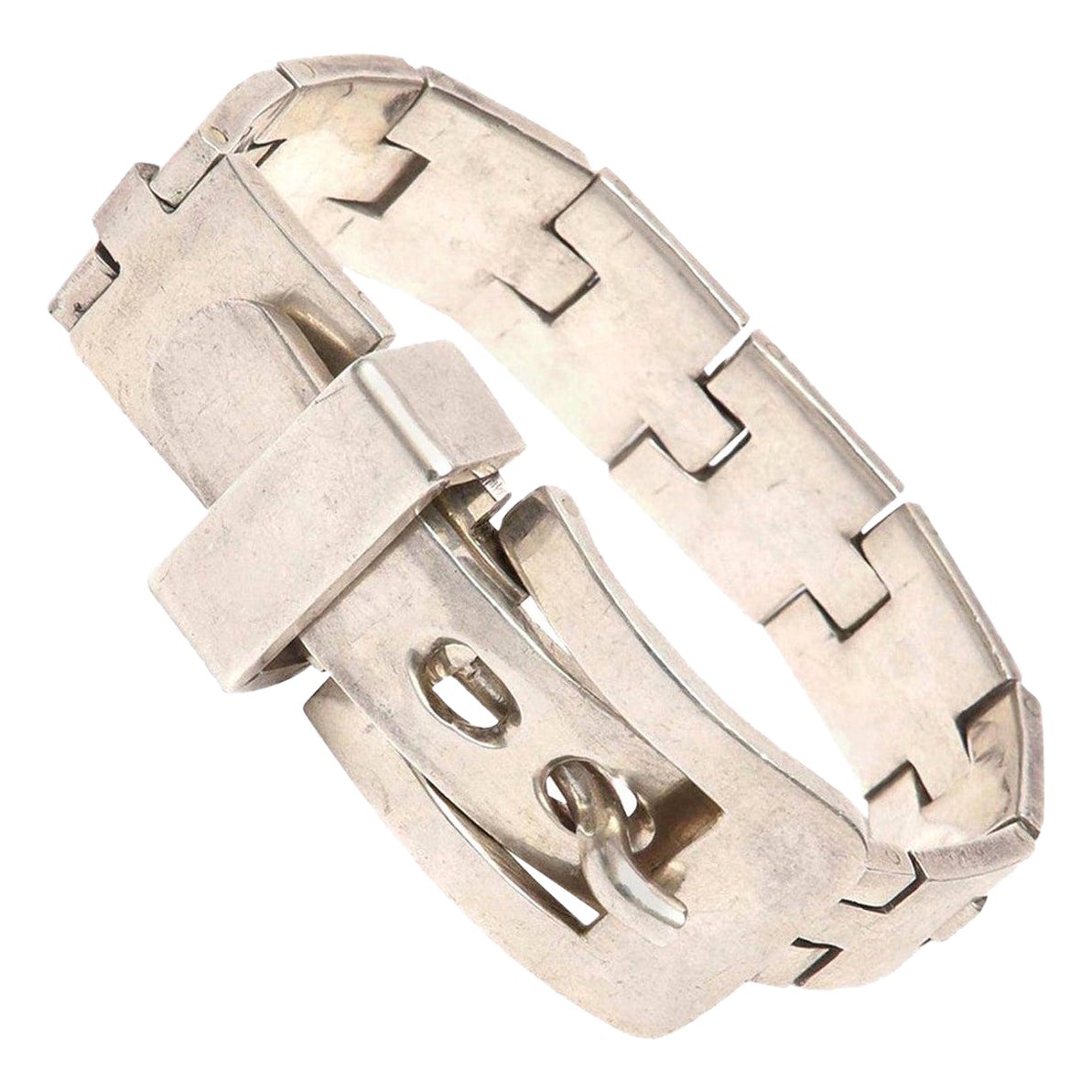 Sterling Silber Vintage Schnalle-Armband Signiert im Angebot